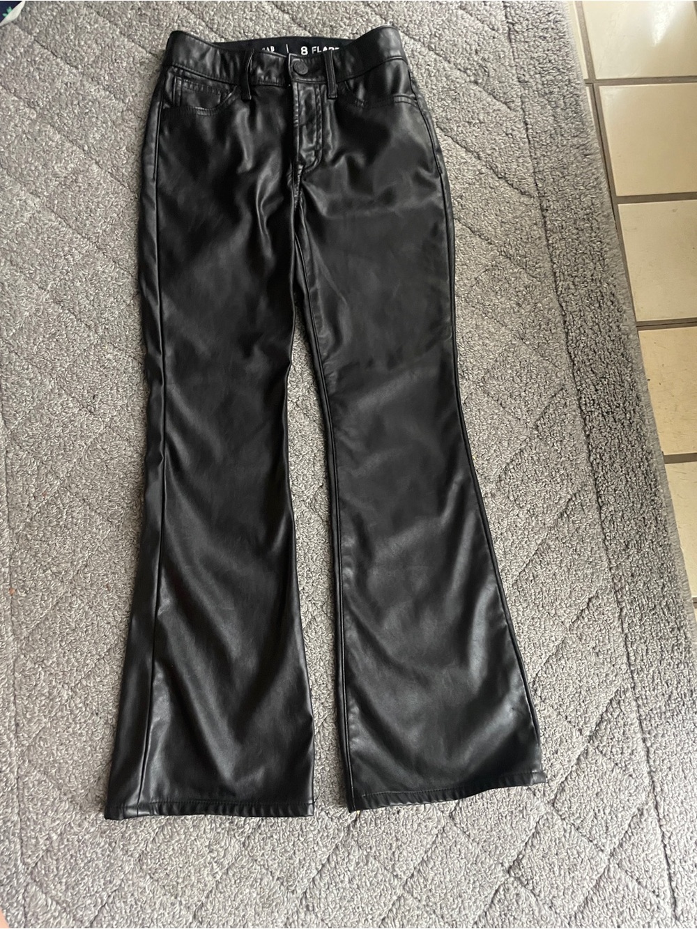 GAP Black Faux Leather Flared Pants